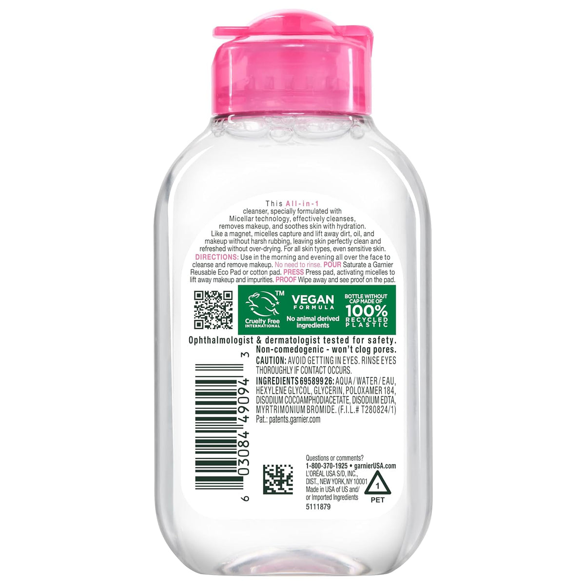 Garnier Micellar Cleansing Water, Facial Cleanser and Makeup Remover, 3.4 fl oz - view 2