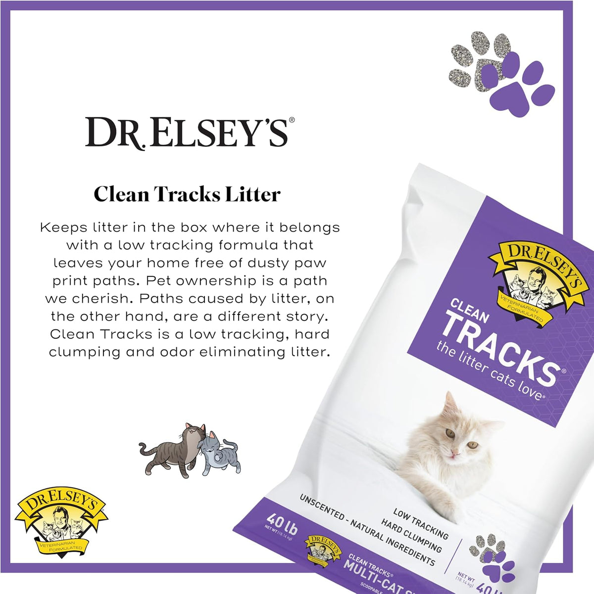 Dr. Elsey's Clean Tracks Clumping Clay Cat Litter, 40 lb - view 3