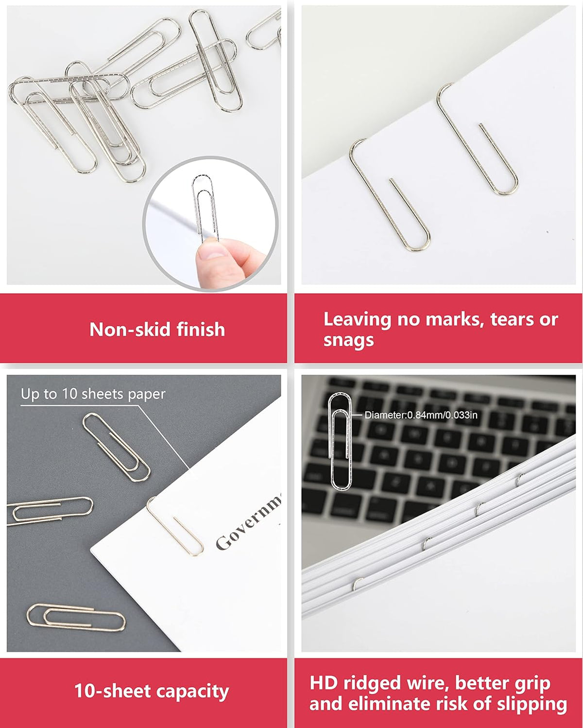 PAPERPAL No.1 Nonskid Paper Clips, 600 Count, Silver - view 4