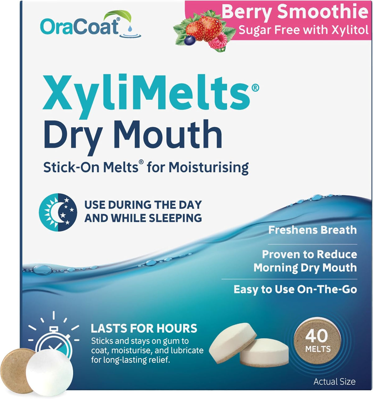 XyliMelts Dry Mouth Relief Discs Berry Smoothie (40 Count)