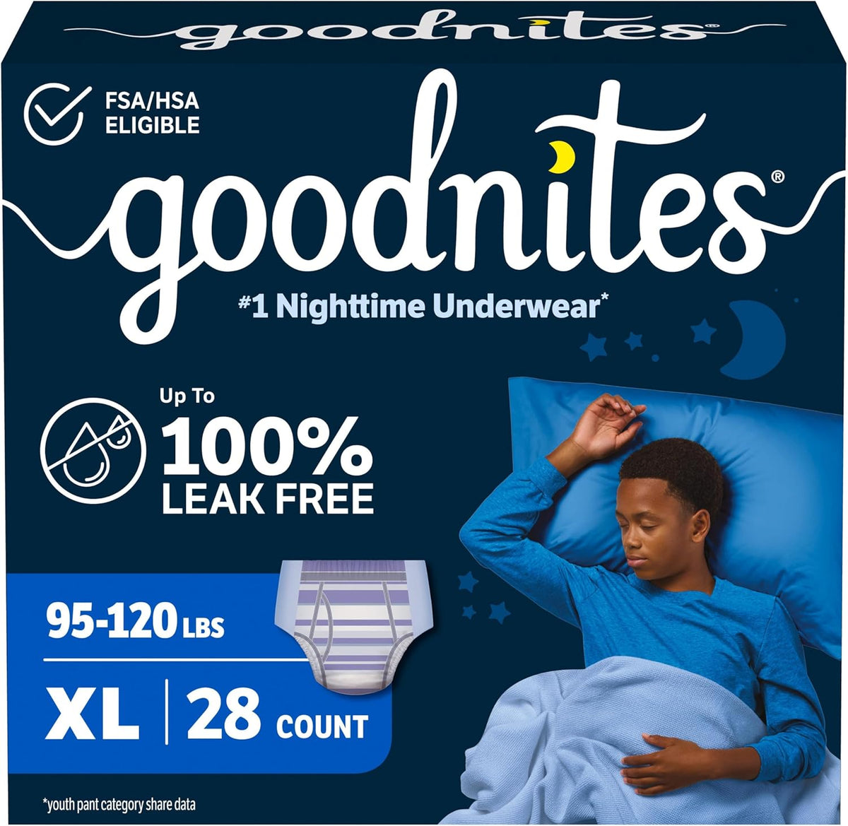GoodNites Boys Night-Time Underwear, Size XL, 28 Count (2 Packs of 14)