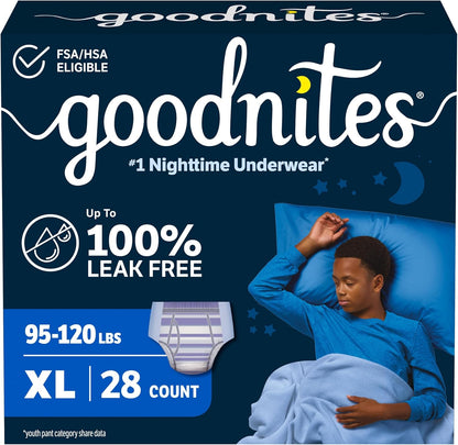 GoodNites Boys Night-Time Underwear, Size XL, 28 Count (2 Packs of 14)