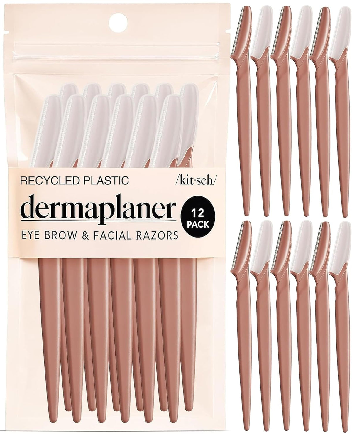Kitsch Dermaplane Face Razors for Women, Terracotta, 12 Pieces — product view