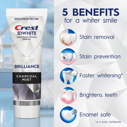 Crest 3D White Brilliance Charcoal Toothpaste Mint 130 g (4.6 oz) - view 2