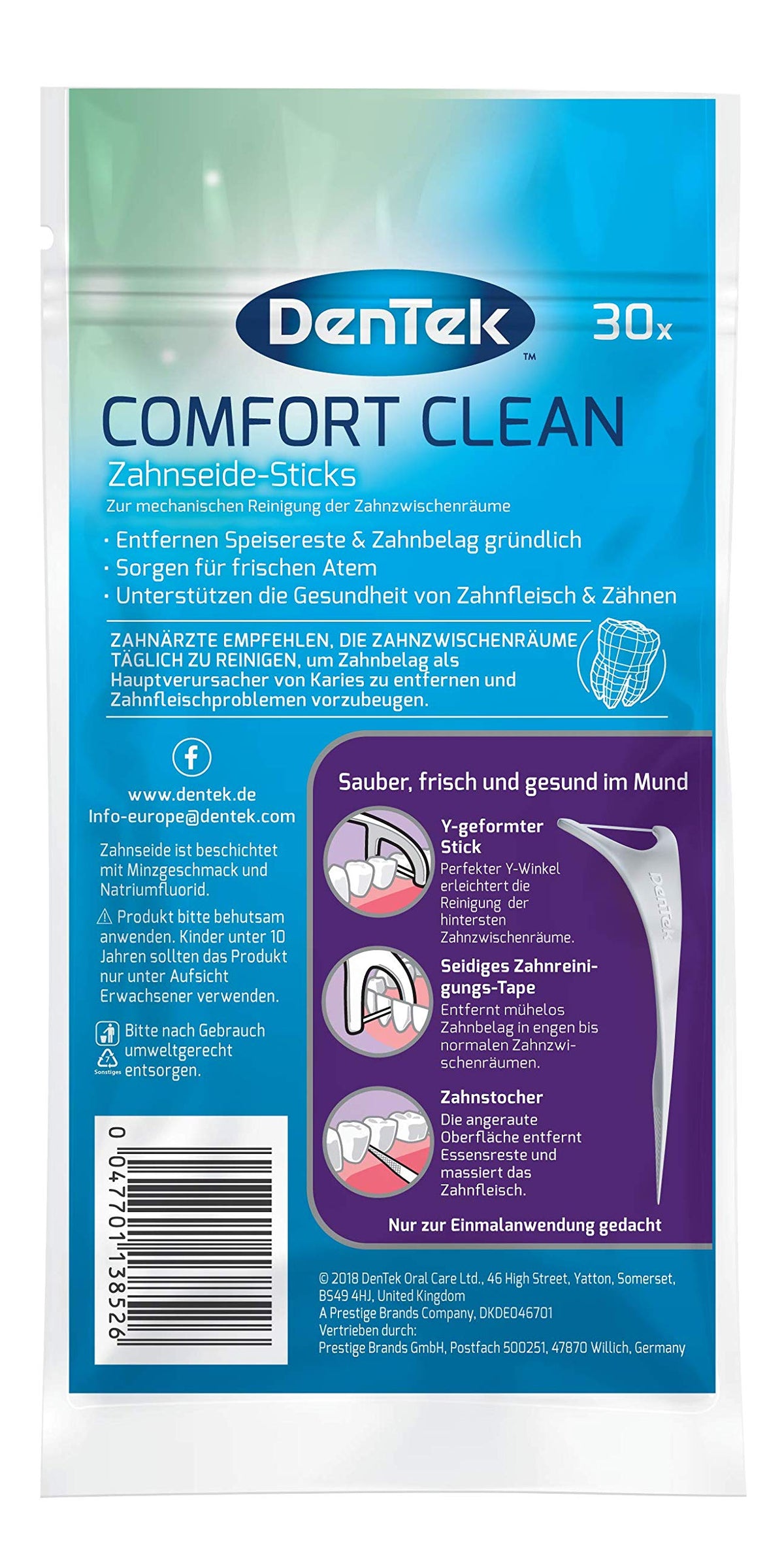 DenTek Comfort Clean Floss Picks for Back Teeth, Mint, 30 Count (Pack of 3) - view 6