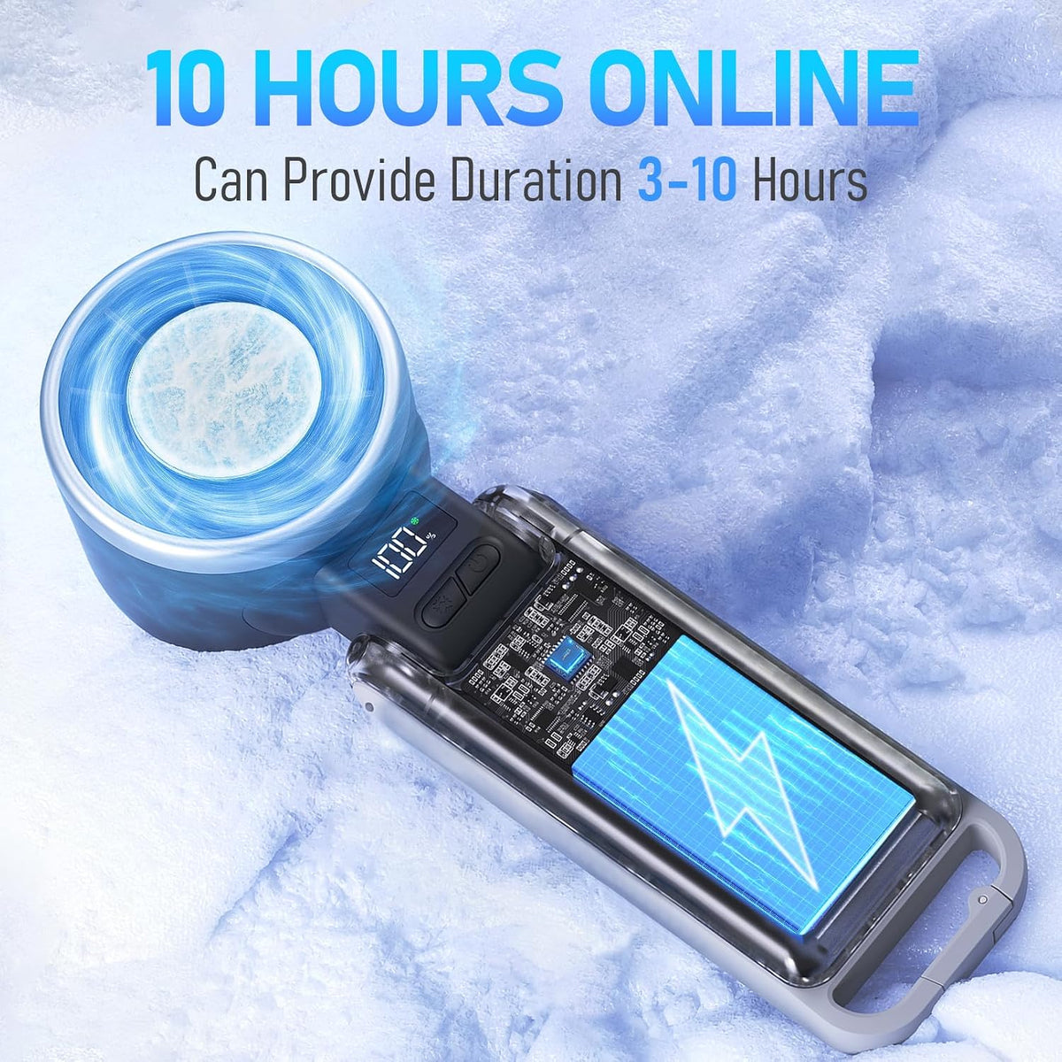PlayHot Portable Handheld Cooling Fan, Rechargeable, 5 Speeds - view 5