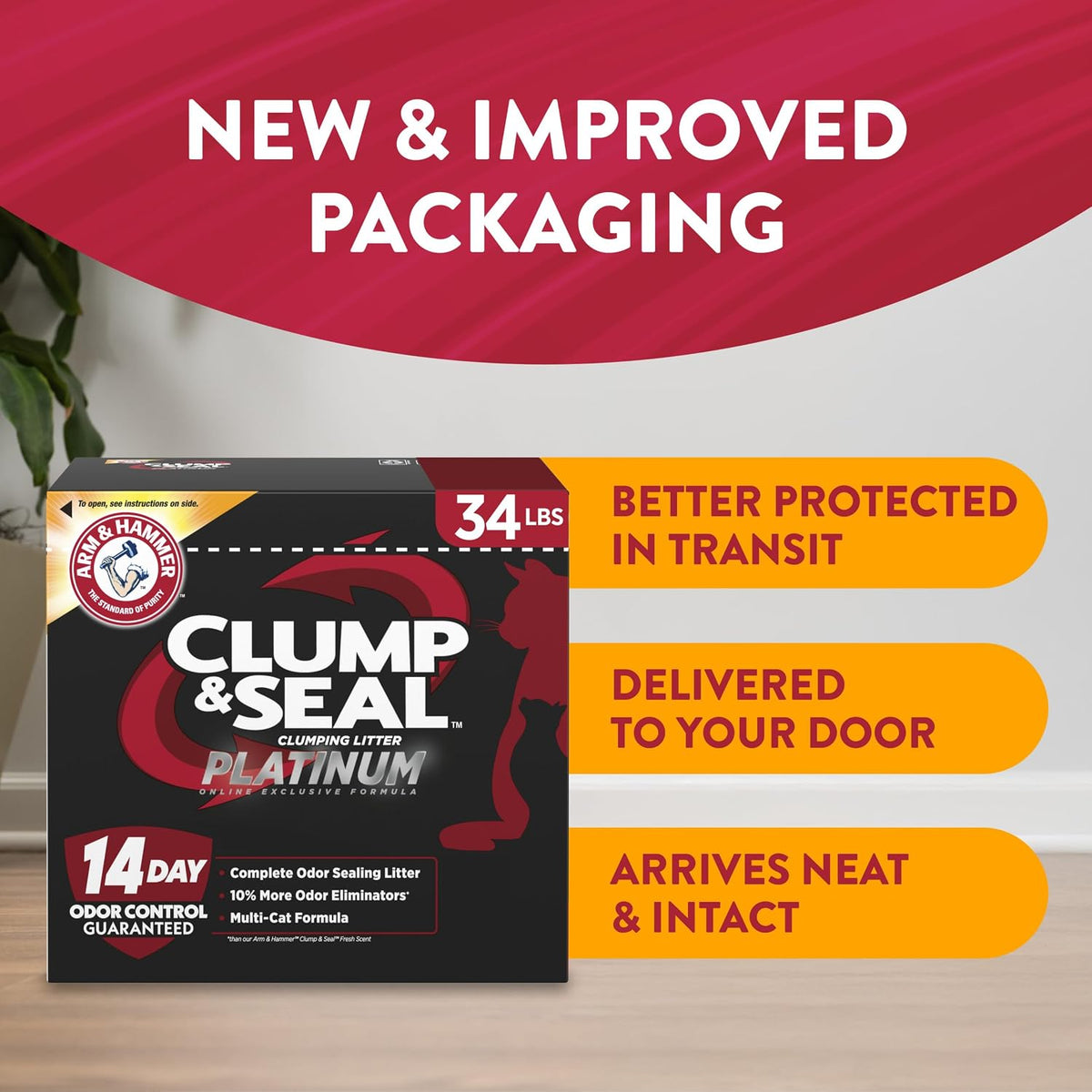 Arm & Hammer Clump & Seal Platinum Multi-Cat Clumping Litter, 34 lb - view 2