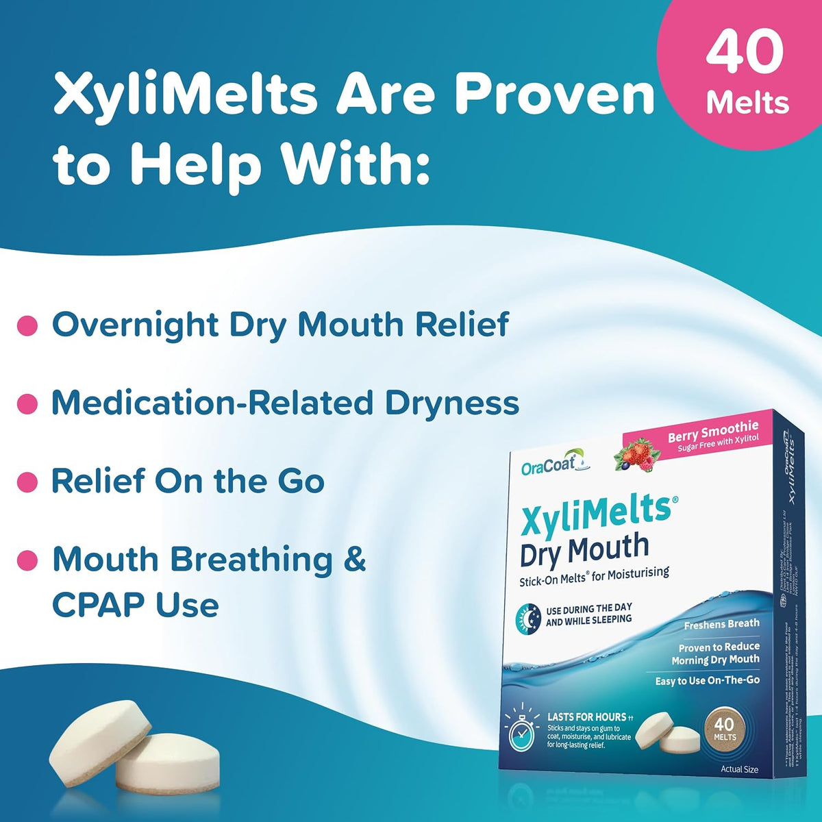 XyliMelts Dry Mouth Relief Discs Berry Smoothie (40 Count) - view 3