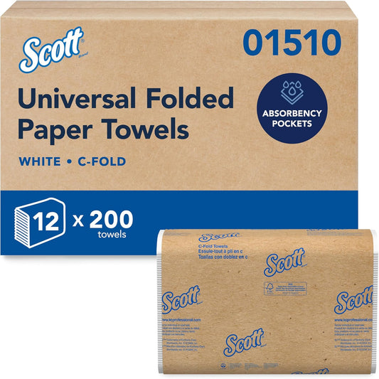 Scott Professional C-Fold Paper Hand Towels, 12 Packs of 200 Sheets (01510)