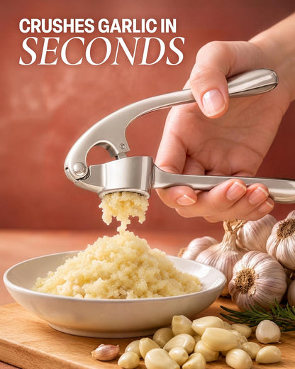 Zulay Kitchen Stainless Steel Garlic Press with Peeler and Brush - view 6