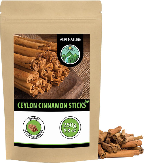 Alpi Nature Ceylon Cinnamon Sticks 250g (80mm, 29-31 Sticks)
