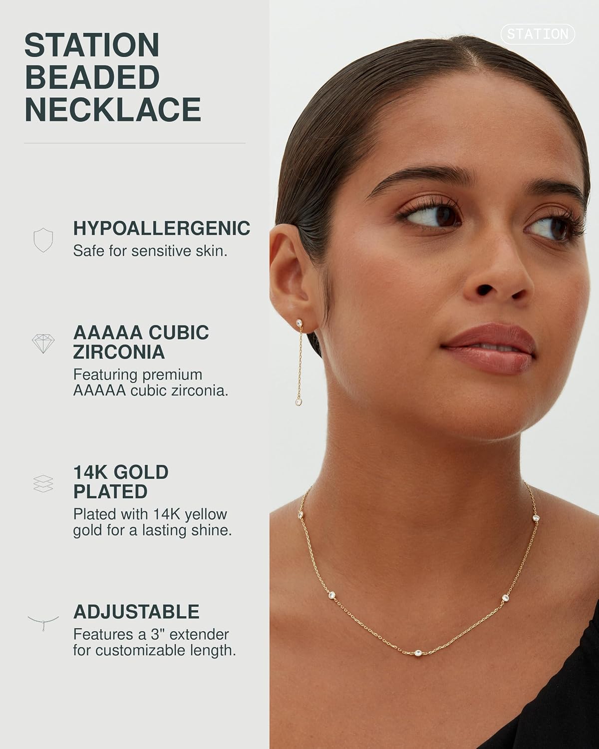 PAVOI 14K Yellow Gold Plated Cubic Zirconia Station Necklace — alternate product view