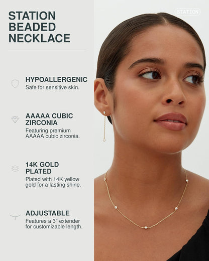 PAVOI 14K Yellow Gold Plated Cubic Zirconia Station Necklace - view 2