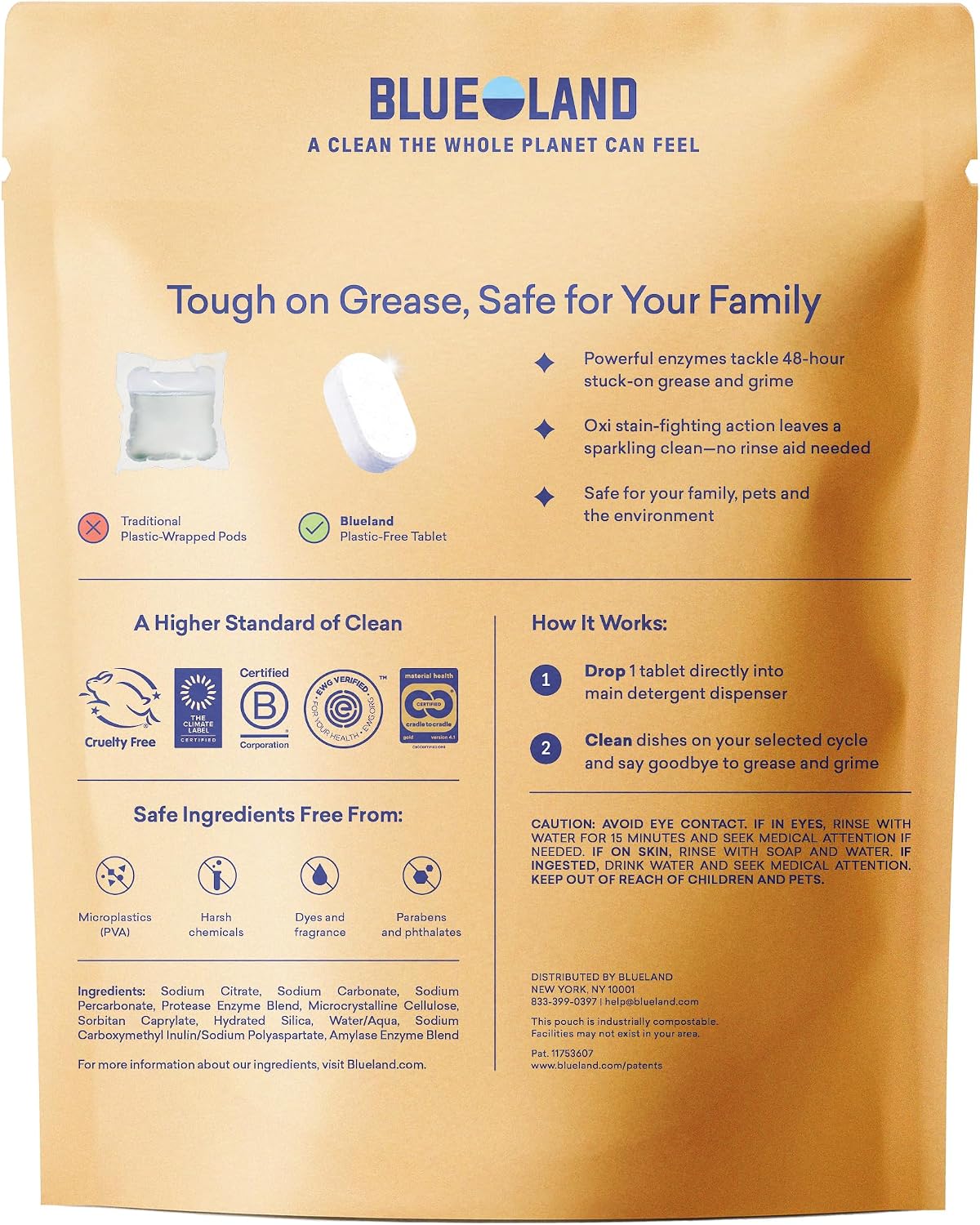 Blueland Plastic-Free Dishwasher Detergent Tablets Free & Clear 60 Count - view 2