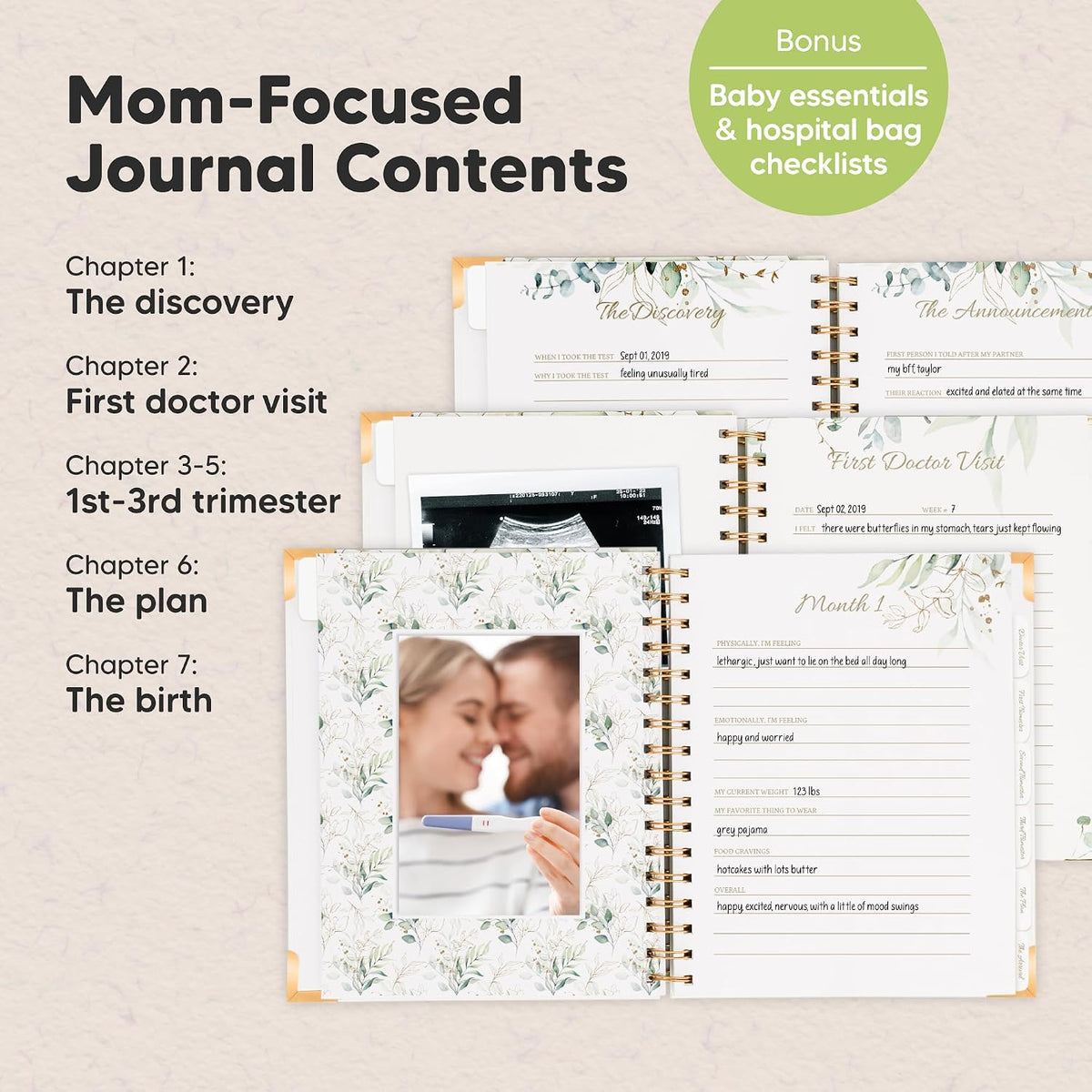 KeaBabies Inspire Pregnancy Journal, 90 Pages, Hardcover, Alpine - view 3