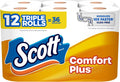Scott ComfortPlus Toilet Paper, 12 Triple Rolls, 231 Sheets Each