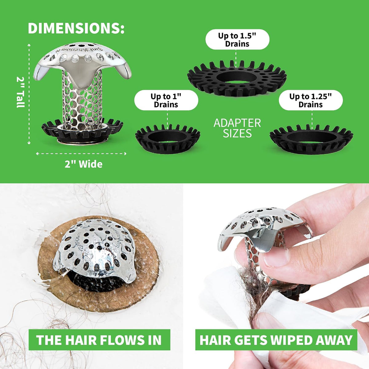 SinkShroom Ultra Bathroom Sink Drain Hair Catcher, Steel - view 6
