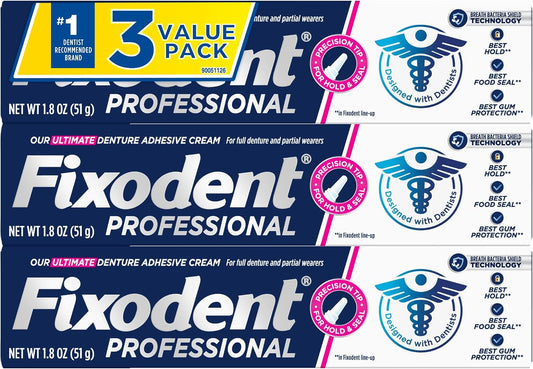 Fixodent Professional Ultimate Denture Adhesive Cream, 3 x 1.8 oz