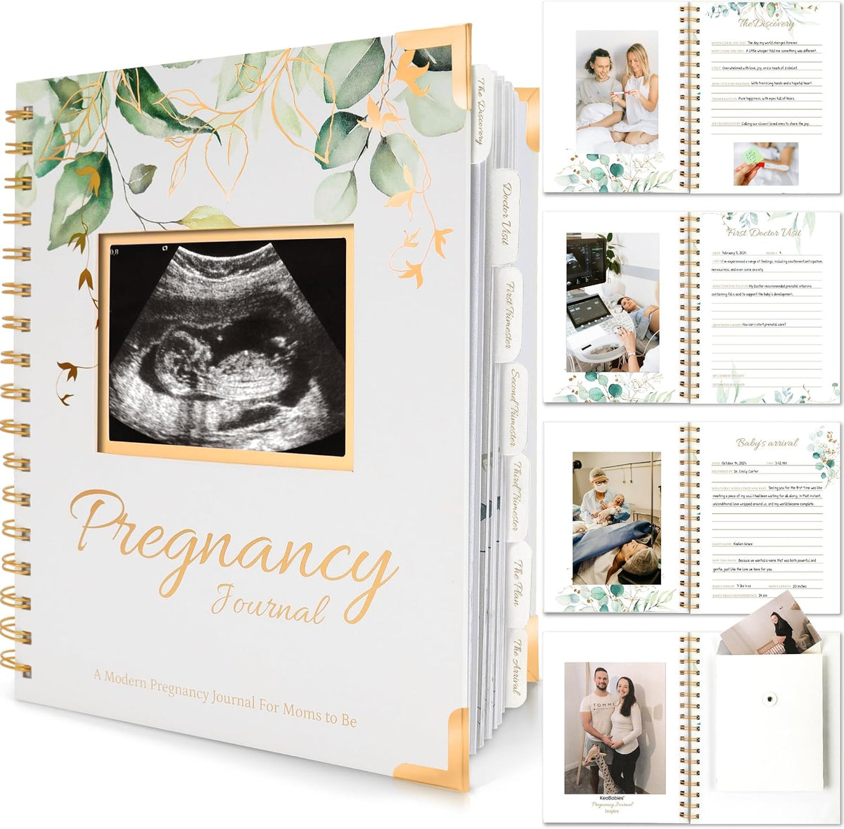 KeaBabies Inspire Pregnancy Journal, 90 Pages, Hardcover, Alpine — product view