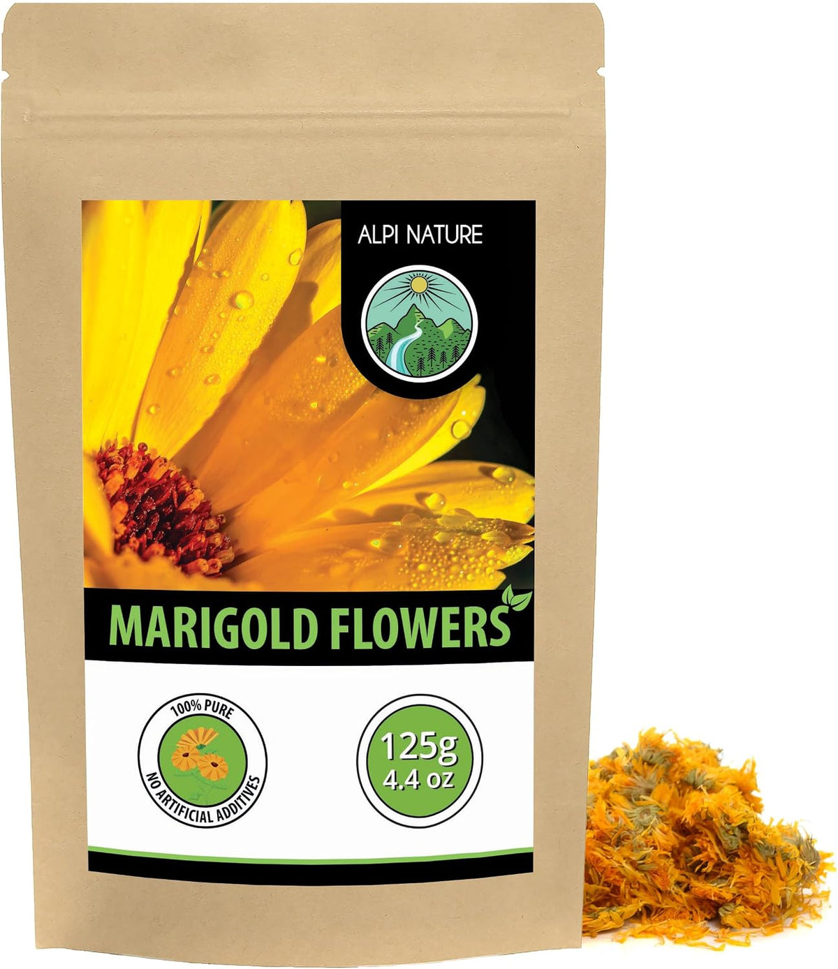 Alpi Nature Calendula Tea Whole Dried Marigold Flowers 125 g — product view