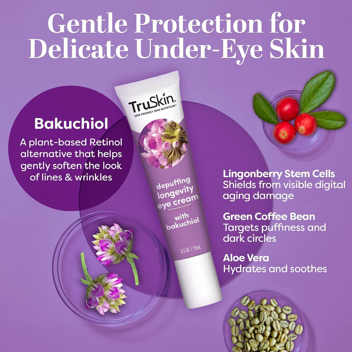 TruSkin Caffeine Eye Cream with Bakuchiol, 15 ml (0.5 fl oz) - view 3