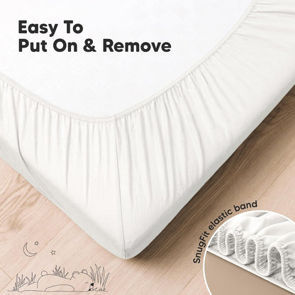 KeaBabies Cot Sheets, Fitted, Pack of 2, 52 x 28 Inch, Soft White - view 6