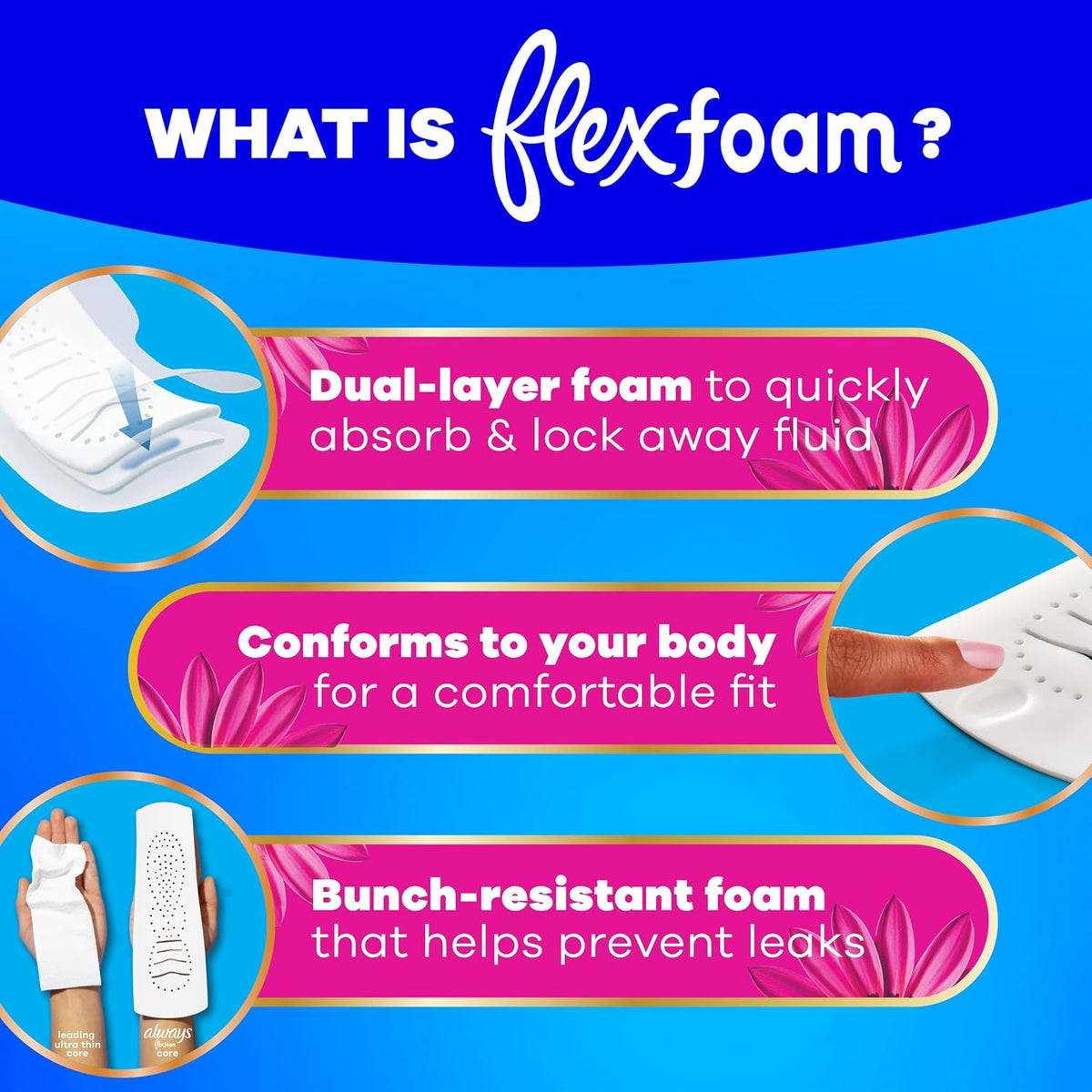 Always Radiant FlexFoam Pads with Wings, Size 3 Extra Heavy, Scented, 30 Count - view 4