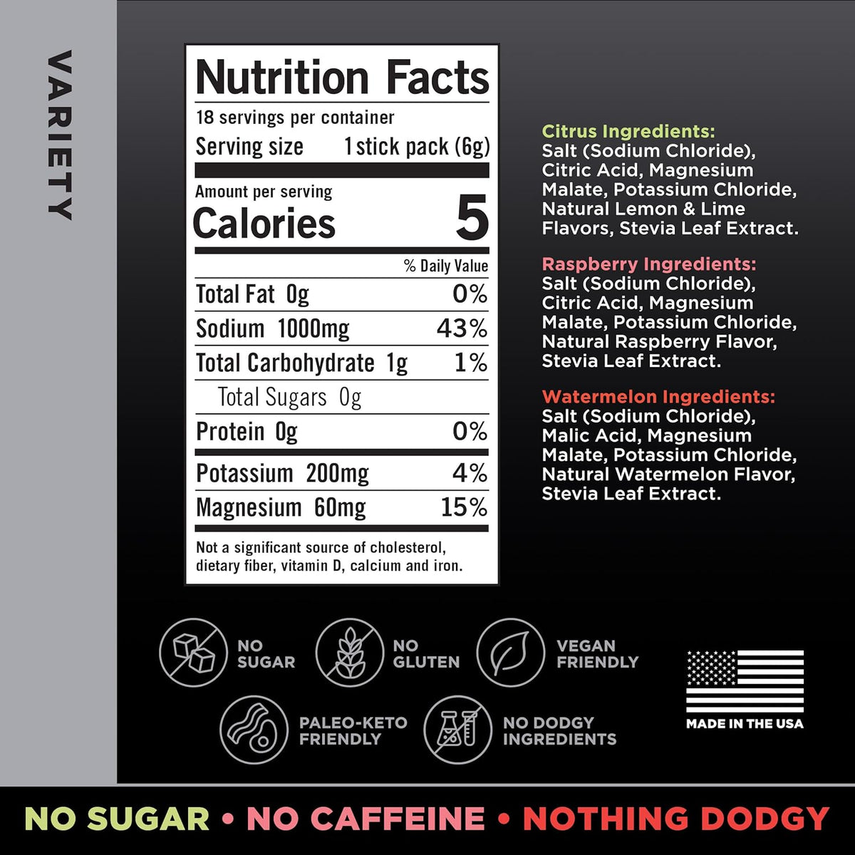 LMNT Zero Sugar Electrolyte Drink Mix, Variety Pack, 18 Stick Packs - view 2