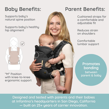Infantino Flip Luxe 4-in-1 Baby Carrier, 7-35 lbs, Onyx - view 4
