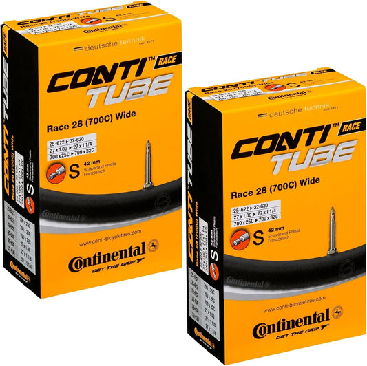 Continental Race 28 Wide Inner Tube 700x25-32, 42mm Presta Valve, Pack of 2