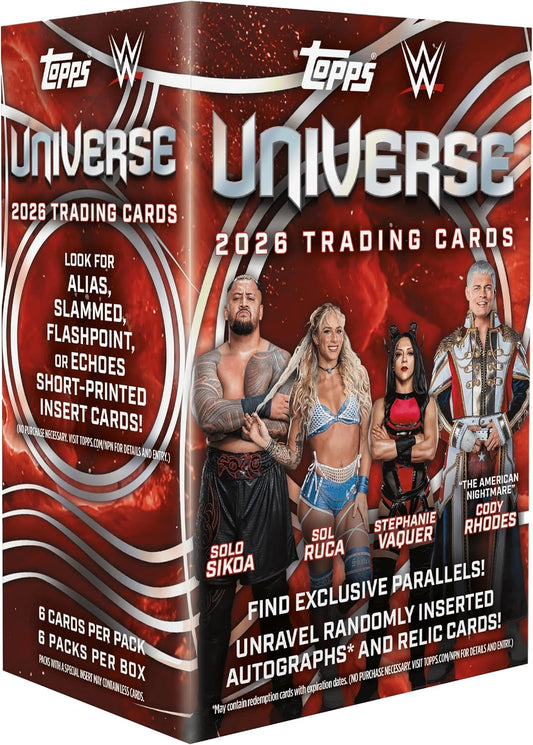 2026 Topps Universe WWE Value Box, 6 Packs