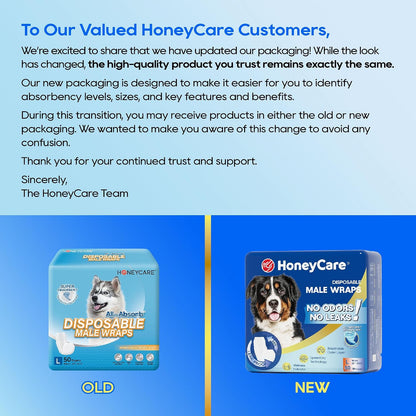 Honey Care All-Absorb A24 Disposable Male Dog Wraps, Large, 50 Count - view 2