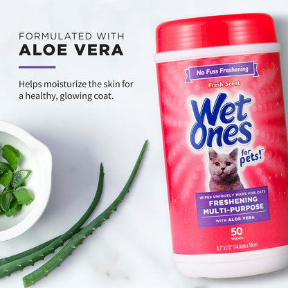 Wet Ones for Cats Freshening Wipes with Aloe Vera, Fresh Scent - 50 Count - view 3