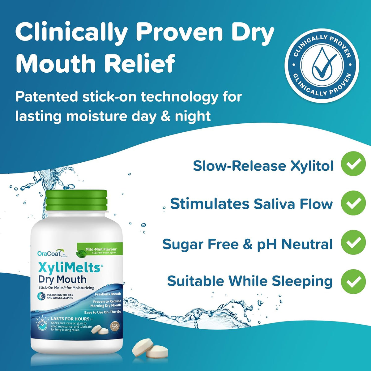 XyliMelts Dry Mouth Relief Discs, Mild Mint, 110 Count - view 2