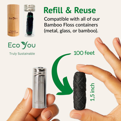EcoYou Charcoal Bamboo Floss with Bamboo Container, Mint, 2 x 33 Yards (30 m) - view 6