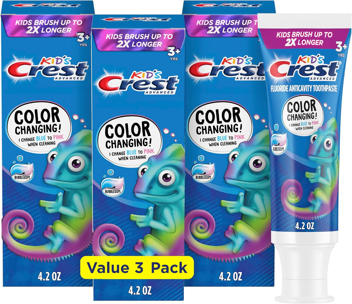 Crest Advanced Kid's Fluoride Toothpaste Bubblegum 4.2 oz, 3 Count