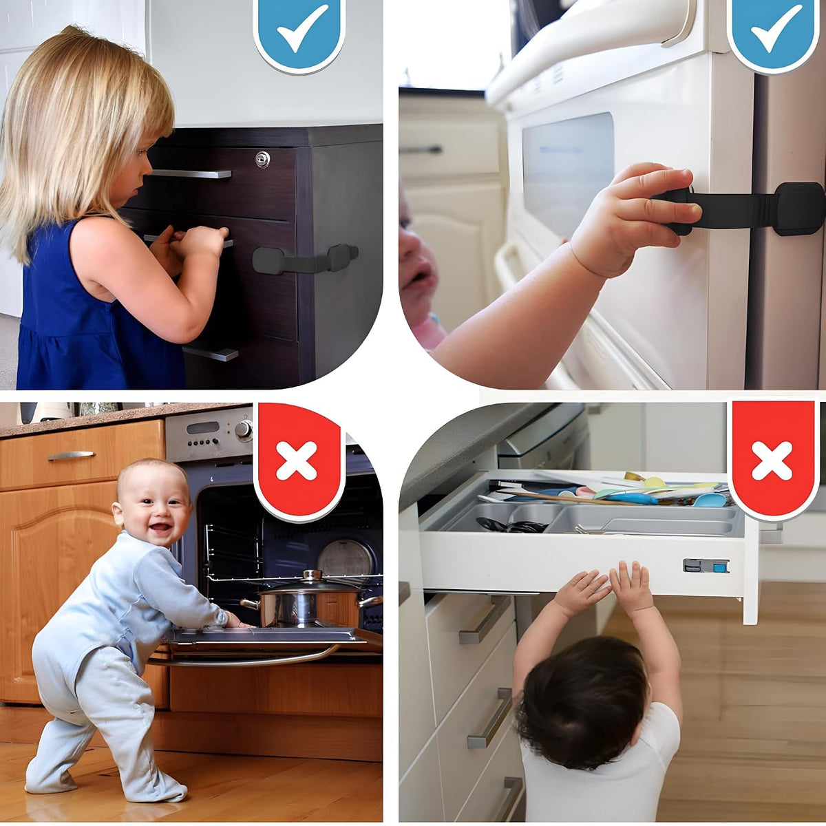 Baby Proof Me Child Safety Cabinet Latches, Black, 6 Count - view 5