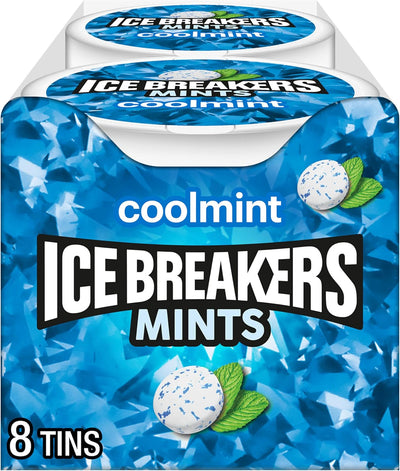 Ice Breakers Sugar Free Coolmint Mints, 1.5 oz Tins, Pack of 8