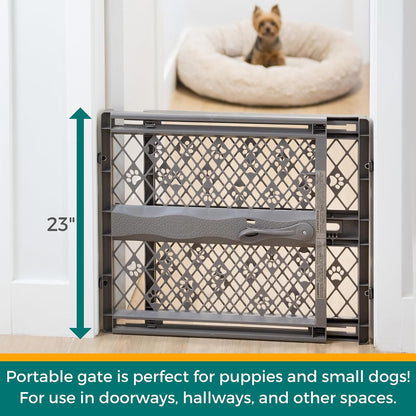 MYPET Paws Portable Pet Gate, 26-40 in Wide, 23 in Tall, Fieldstone Grey - view 2