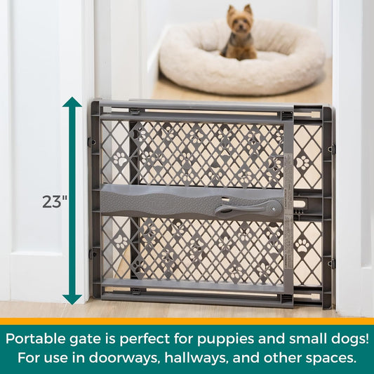 MYPET Paws Portable Pet Gate, 26-40 in Wide, 23 in Tall, Fieldstone Grey - view 2