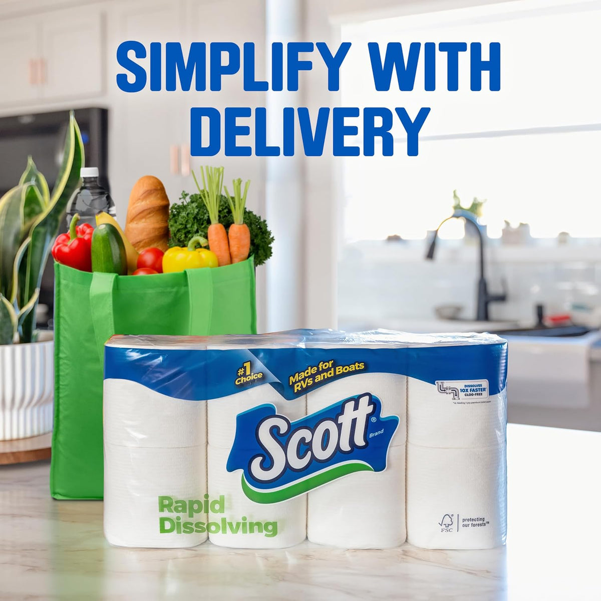 Scott Rapid-Dissolving Toilet Paper, 48 Double Rolls, 1 Ply - view 6