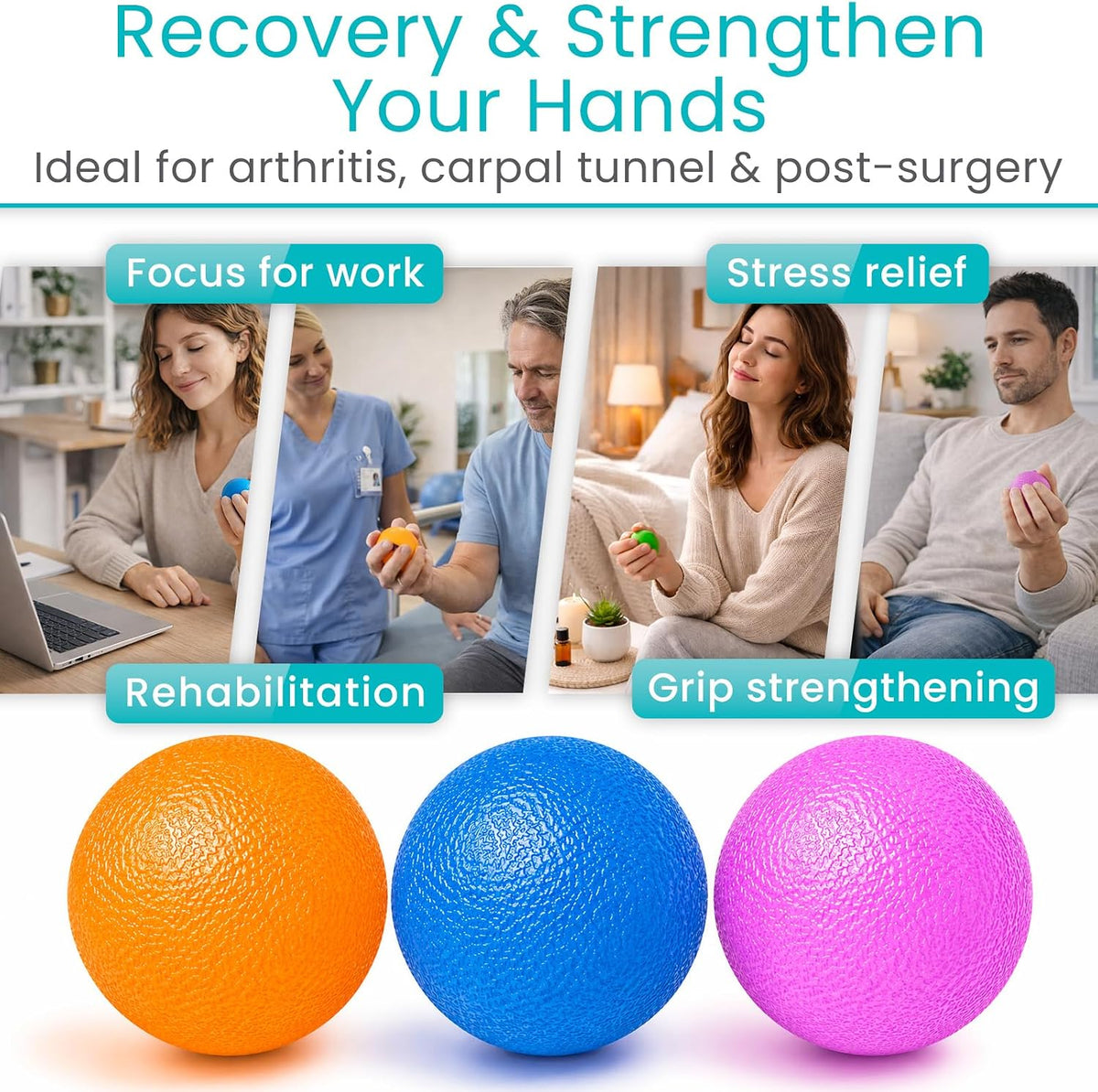 Vive Hand Therapy Stress Balls Set with Storage Bag - view 4