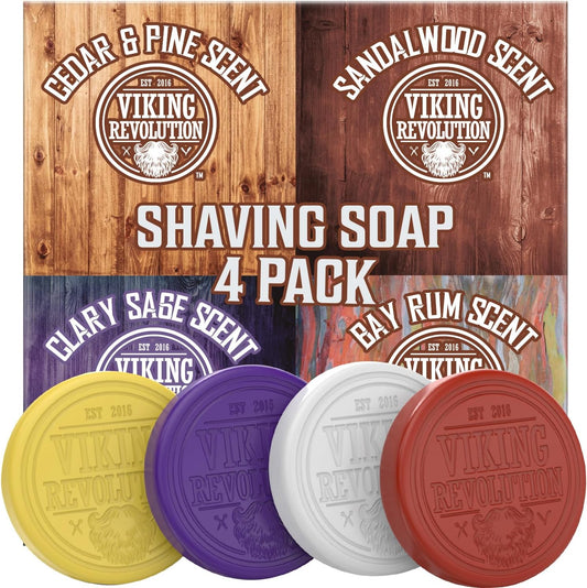 Viking Revolution Shaving Soap Variety Set, 4 x 2.5 oz Pucks