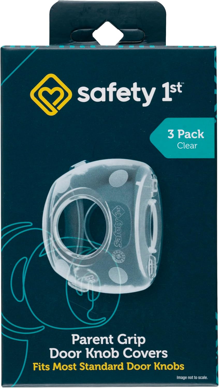 Safety 1st Parent Grip Door Knob Covers, Crystal Clear, 3 Pack