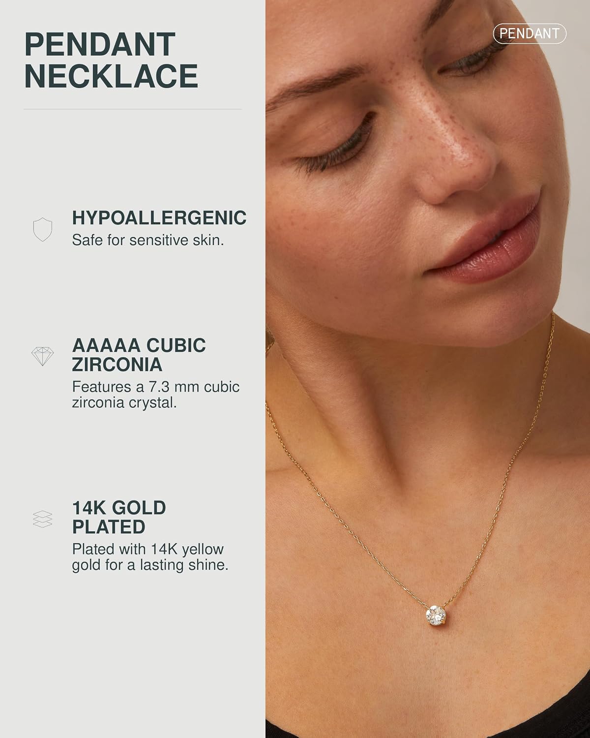 PAVOI 14K Gold Plated CZ Solitaire Choker Necklace - view 2