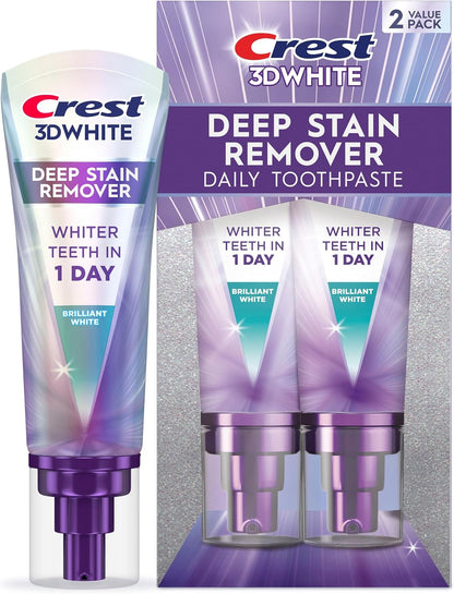 Crest 3D White Deep Stain Remover Fluoride Toothpaste 3.1 oz, Pack of 2