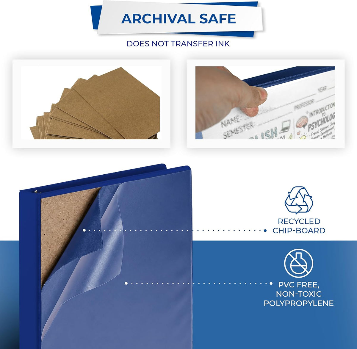 Samsill Durable 1 Inch D-Ring Binder, Blue, Pack of 12 - view 6