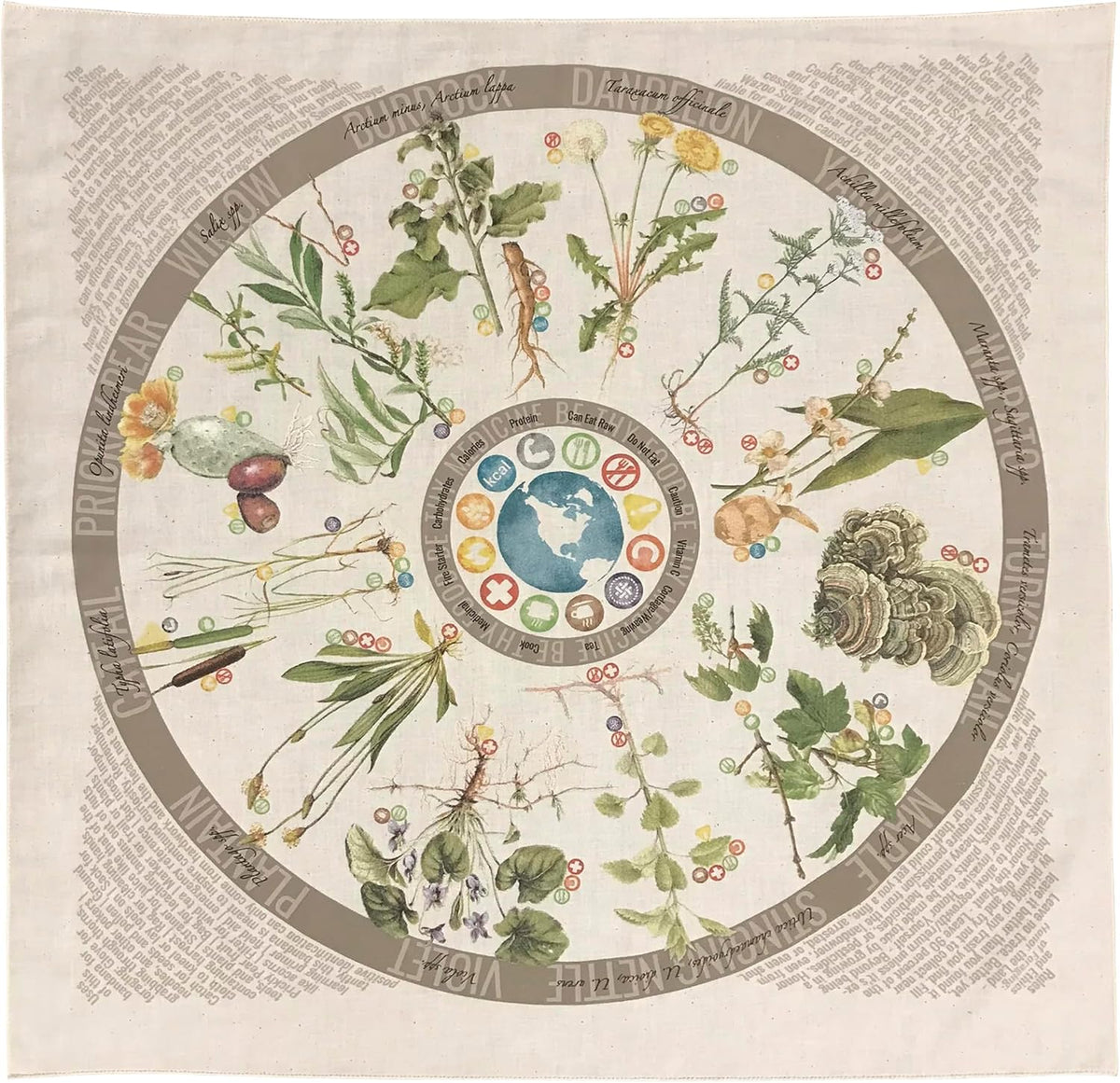 Wazoo Foraging and Tracking Bandana, Outdoor Reference Prints, 22 x 22 Inch — product view