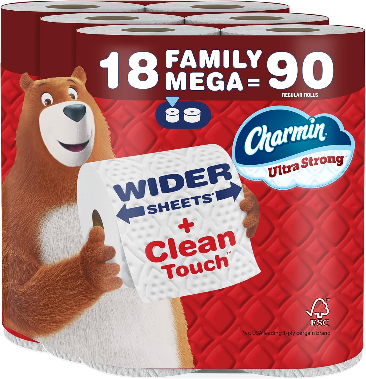 Charmin Ultra Strong Clean Touch 2-Ply Toilet Paper 18 Family Mega Rolls — product view