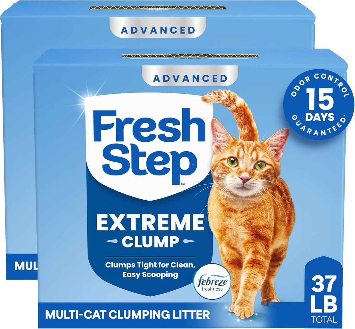 Fresh Step Extreme Clump Multi-Cat Litter, Mountain Spring, 18.5 lb, 2 Pack
